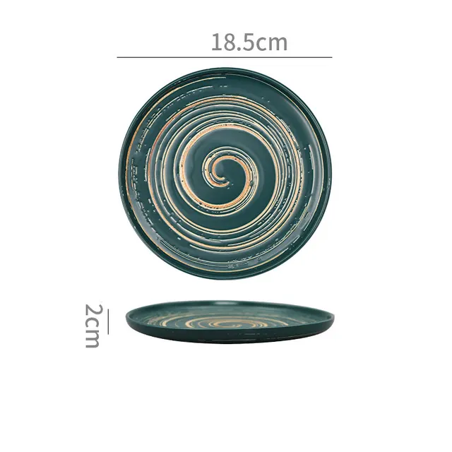 Japanese Hand Painted Creative Ceramic Household Dessert Plate Fruit Plate Green - Shop at LoveMi