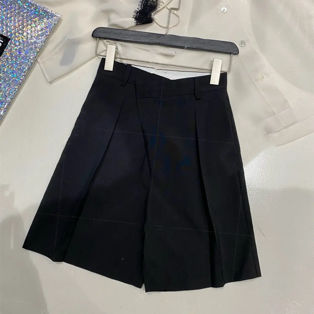 Bermuda Shorts Suit Diagonal Placket Shorts Shorts - Black