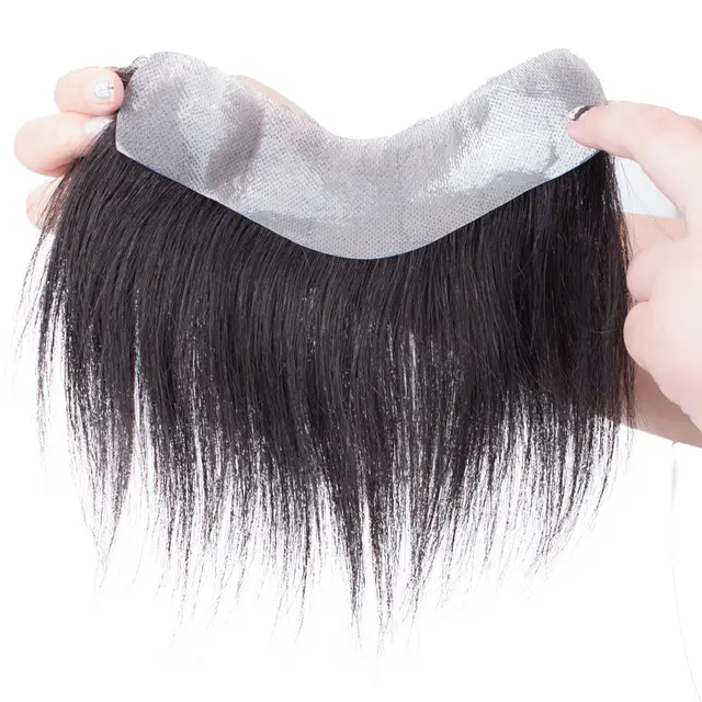 Hairline replacement, hand woven replacement hair piece, men's wig Vshaped 2.5X17Hair Length15Cm - Shop at LoveMi