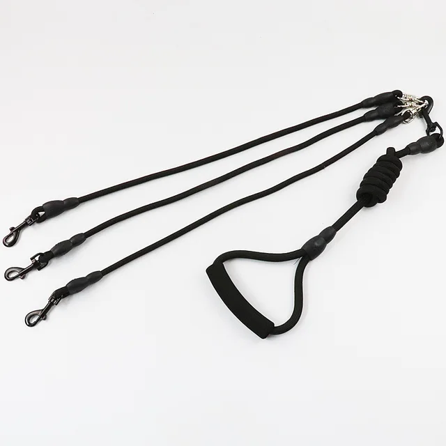 Dog Teddy Two headed Dog Chain One Drag Three Dog Leash Black - Shop at LoveMi