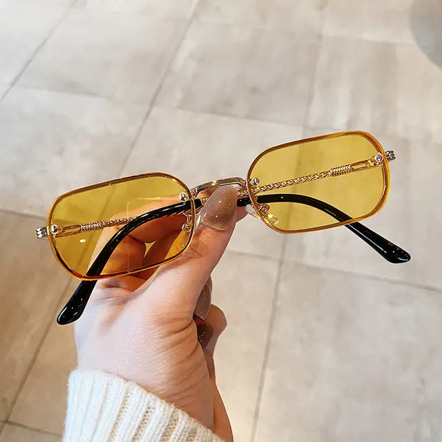 Trendy Small Frame Sunglasses Women'S Square Sunglasses Colorful Yellow - Shop at LoveMi