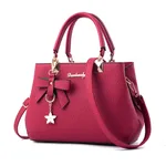 New Style Litchi Pattern One-Shoulder Diagonal Handbag - Red