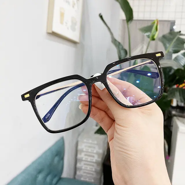 Plain Glasses, Square Glasses Frame, All match Myopia Glasses Frame Bright Black - Shop at LoveMi