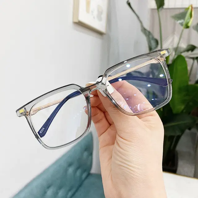 Plain Glasses, Square Glasses Frame, All match Myopia Glasses Frame Transparent Grey - Shop at LoveMi