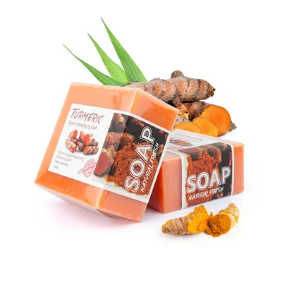 100g Turmeric Essential Oil Handmade Soap Cleansing Body Soap Old Ginger Soap Turmeric Cube Soap With Label - Shop at LoveMi