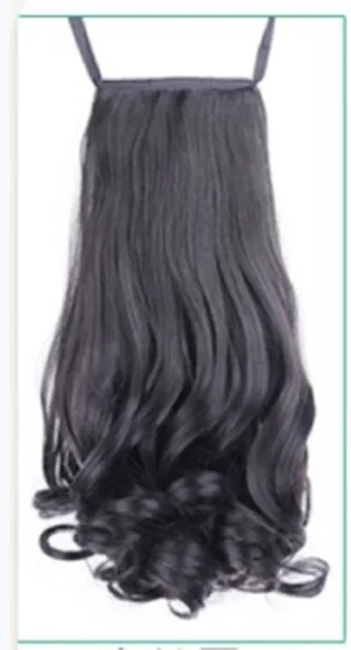 Lace-Up Pear Flower Roll Big Wave Long And Short Ponytail - Natural Color - View 1