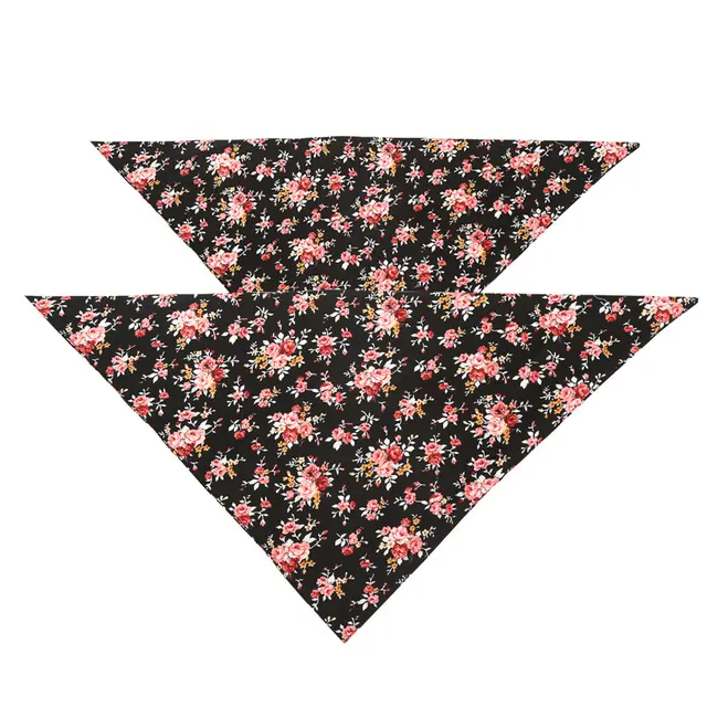 Fashion Flower Pet Triangle Scarf Dog Saliva Towel Double Cotton Scarf Bib Jewelry Black - Shop at LoveMi