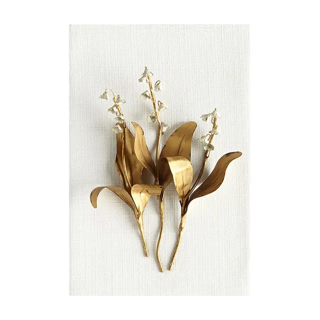 Modern Golden Plant Leaves And Flowers Canvas Paintingr - Shop at LoveMi