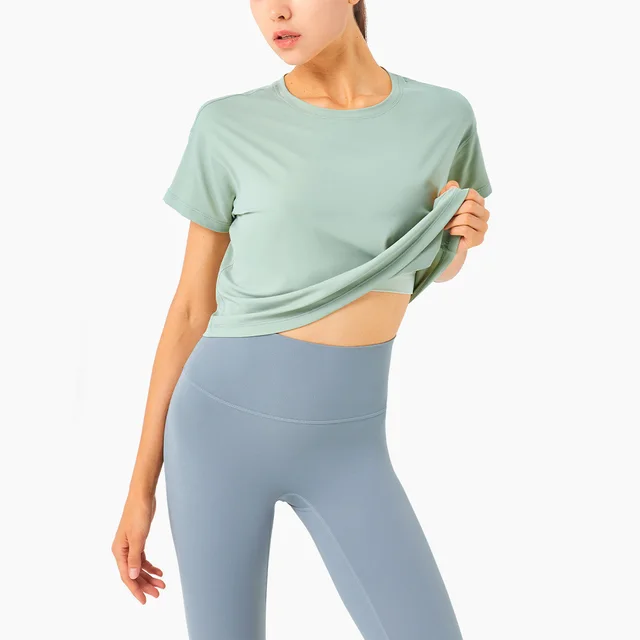 Relaxed Casual Sports Short Sleeve T Shirt Women Green Fern - Shop at LoveMi