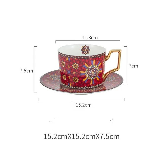 Moroccan Style Luxury Coffee Cup And Saucer Set With Gold Dstyle - Shop at LoveMi