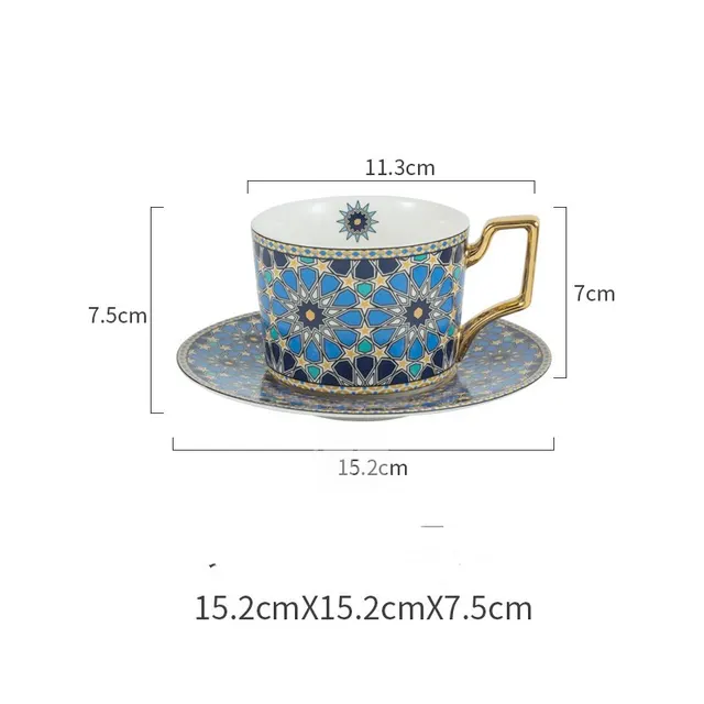 Moroccan Style Luxury Coffee Cup And Saucer Set With Gold Estyle - Shop at LoveMi