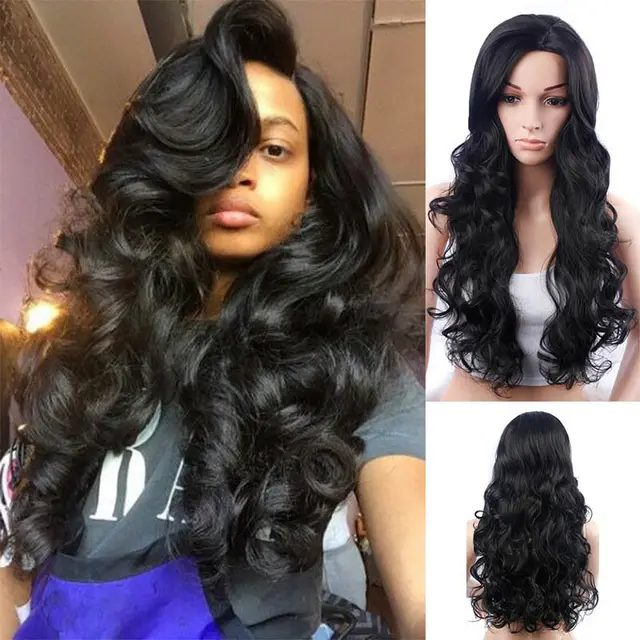 Aisi Wig European And American Big Wavy Long Curly Hair Wig 1B - Shop at LoveMi