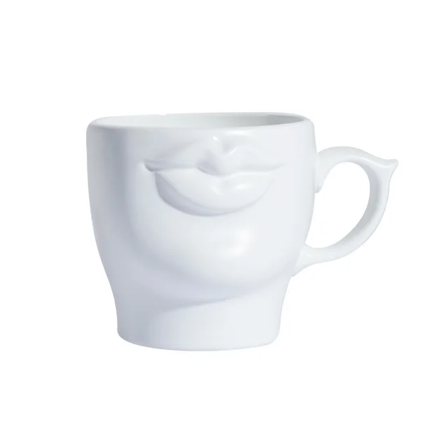 Personalized 3D Mouth Ceramic Coffee Mug White Handmade White - Shop at LoveMi