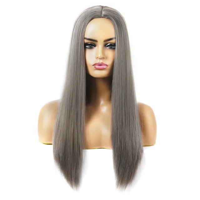 Women's Chemical Fiber Hair Wigs For Long Straight Dyed Hair Silver Brown - Shop at LoveMi