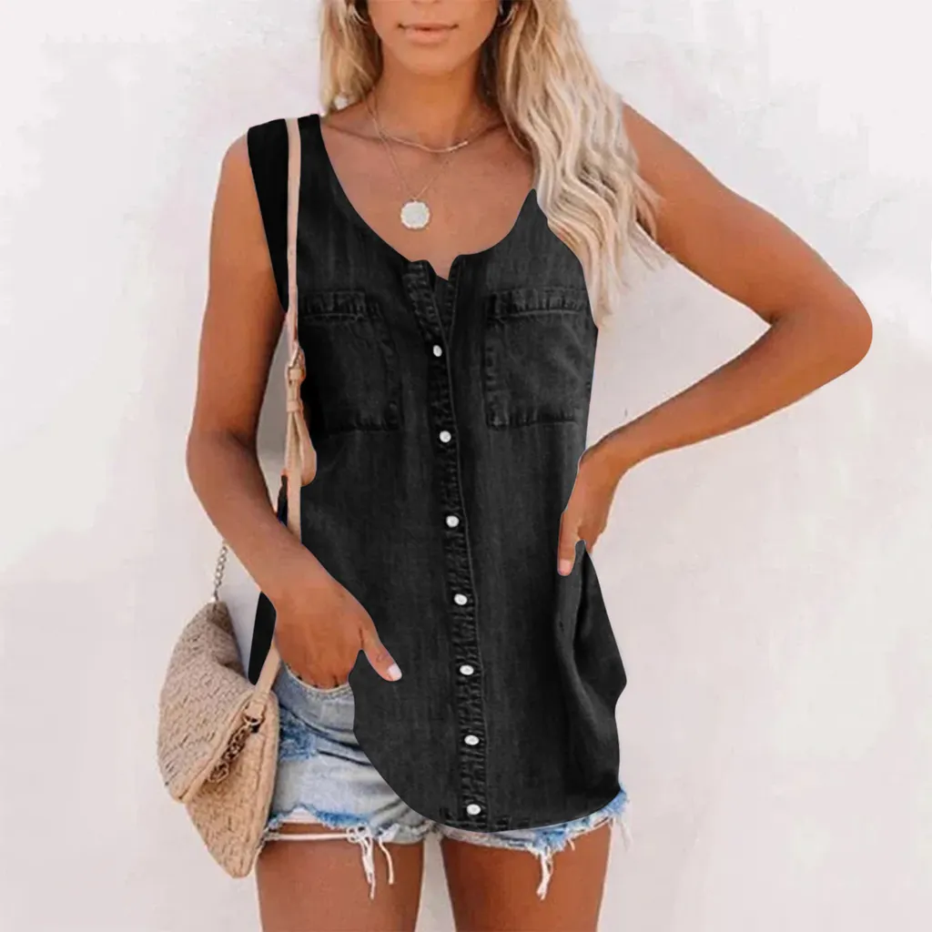 Loose Fake Two-piece Printed Casual Top - Black