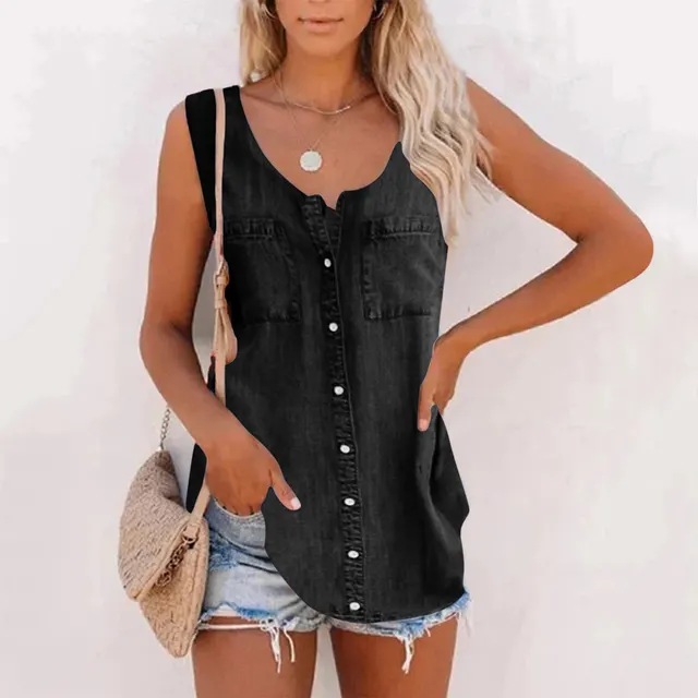 Loose Fake Two piece Printed Casual Top Black - Shop at LoveMi