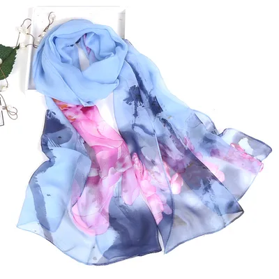 Spring And Autumn Ladies Pastoral Scarf Thin Sky Blue - Shop at LoveMi