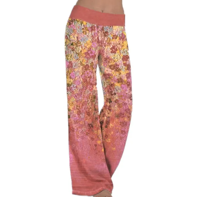Positioning Printed Yoga Wide Leg Sports Trousers Women Wine Red - Shop at LoveMi