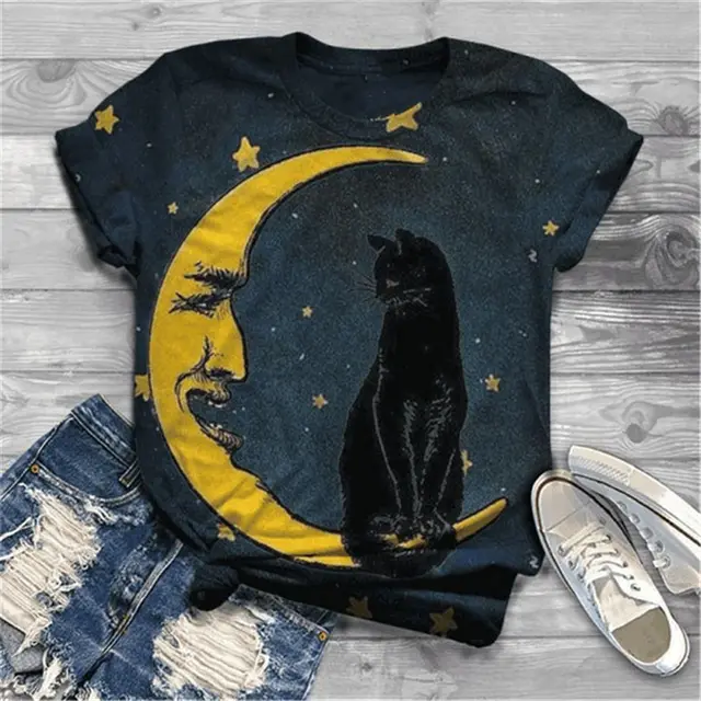 Digital Printing 3DT Shirt Cat Pet Cute Short Sleeve - Shop at LoveMi