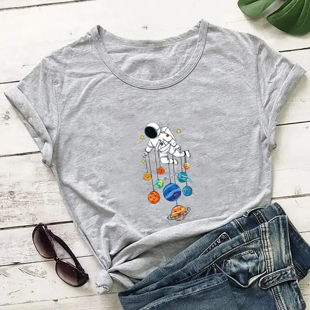 Astronaut Planet Print T shirt Independent Grey - Shop at LoveMi
