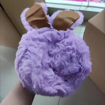 Plush Bag Faux Fur Rabbit Ear Clip Purple - Shop at LoveMi