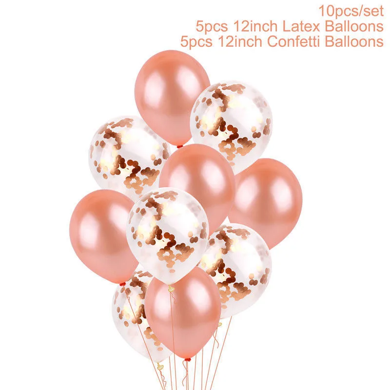 Of 12-inch Confetti Latex Aluminum Foil Confetti Sequin Balloon Floating Transparent Balloon - Rose Gold And Rose Gold X2