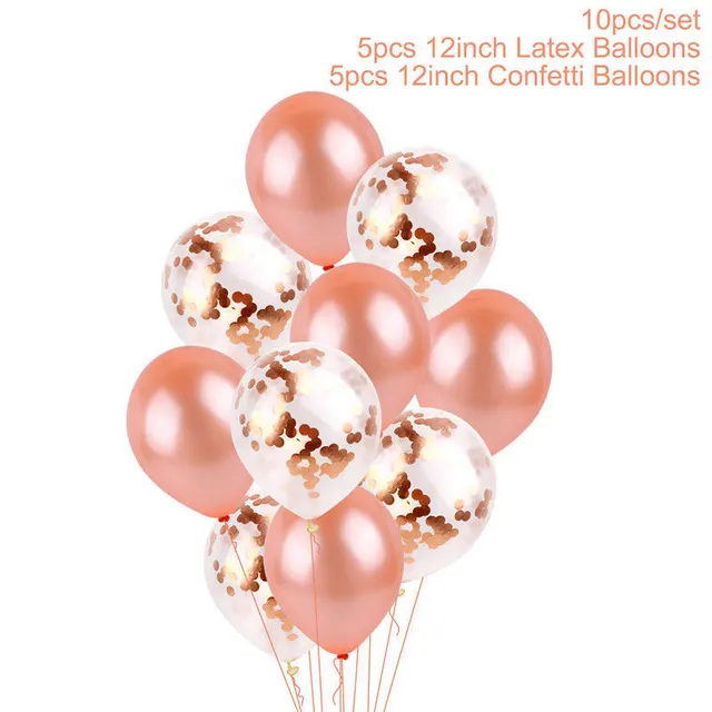 Of 12 inch Confetti Latex Aluminum Foil Confetti Sequin Balloon Floating Transparent Balloon Rose Gold And Rose Gold X2 - Shop at LoveMi