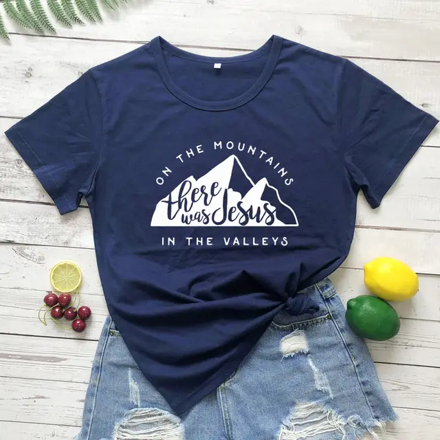On There Is Jesus In The Valley T Shirt Casual Women's Christian Bible T Shirt Navy Blue - Shop at LoveMi