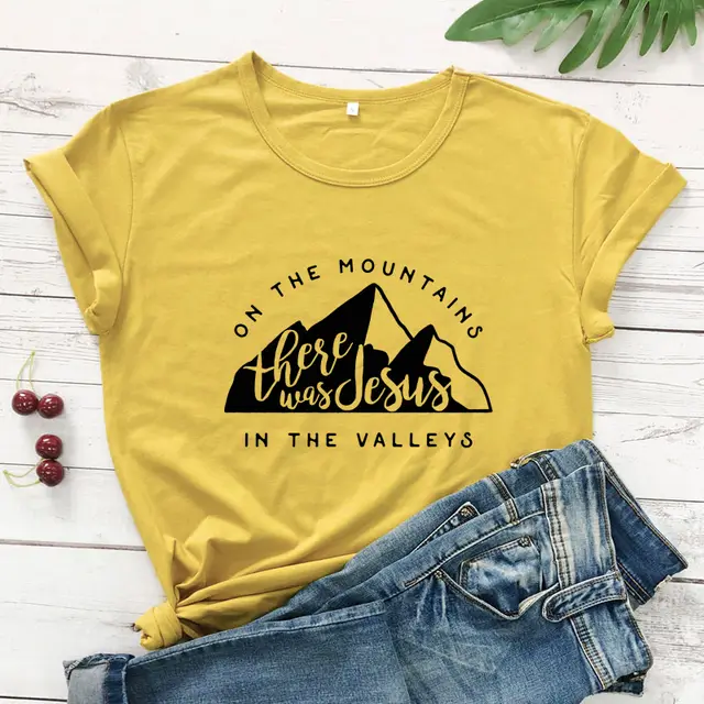On There Is Jesus In The Valley T Shirt Casual Women's Christian Bible T Shirt Yellow - Shop at LoveMi