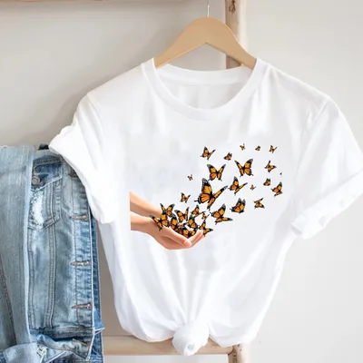 Women'S Short Sleeve T Shirt With Butterfly Print G - Shop at LoveMi