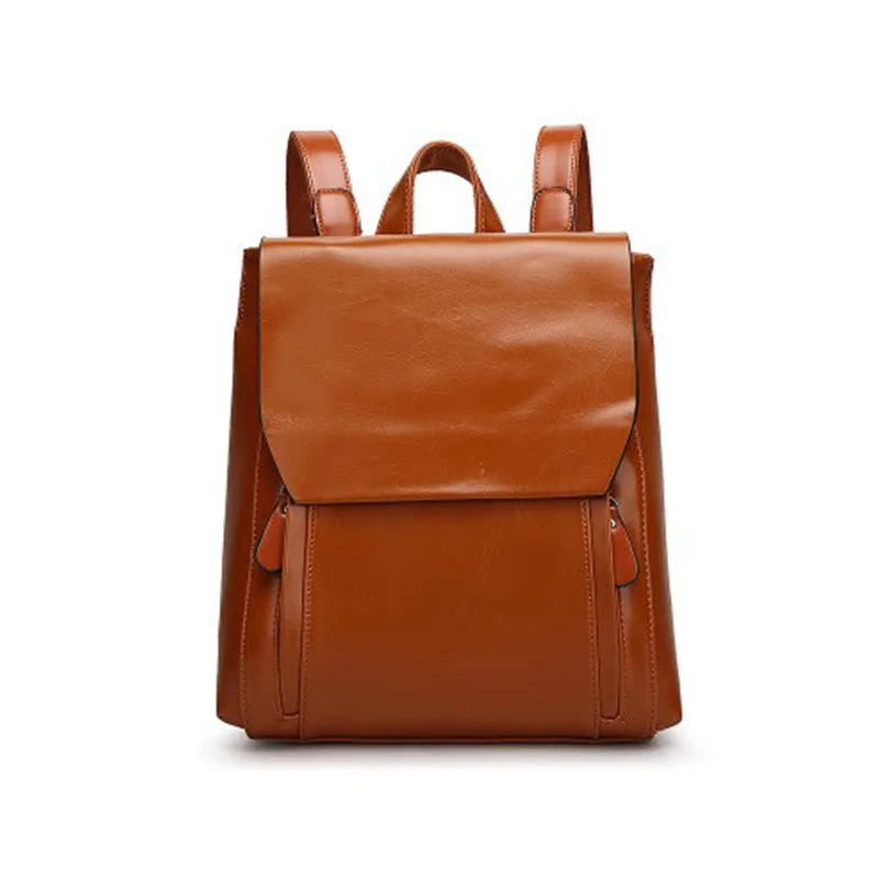 Women Backpack Cross Body Shoulder Bag Genuine Leather Girls School Female Natural Skin Book Laptop Rucksack Messenger Bags Brown - Shop at LoveMi