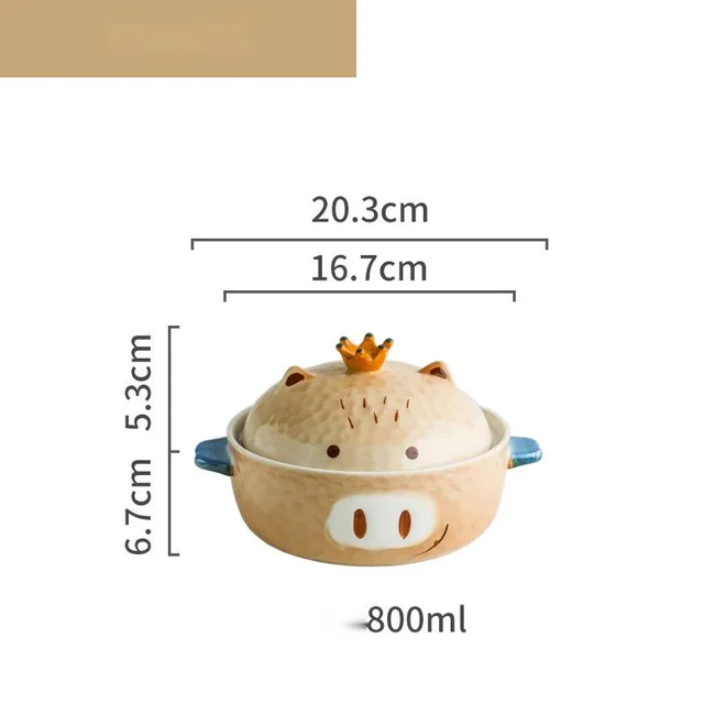 Animal Ceramic Instant Noodle Bowl Pig - Shop at LoveMi