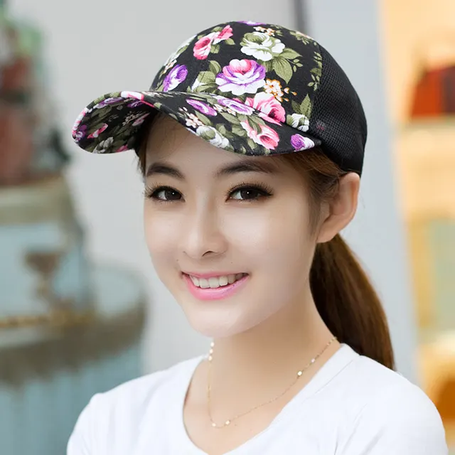 Unisex Women Men Floral Mesh Baseball Caps Sport Golf Breathable Snapback Hat Black - Shop at LoveMi