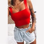 Fashion Women's T-shirt Crop Top - Red