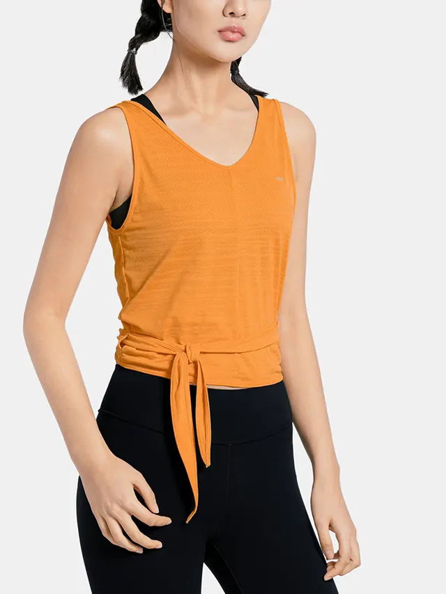 Slim Short Yoga Wear Women's Gym Blouse Sleeveless Running Sports Vest Light And Breathable Top Orange - Shop at LoveMi