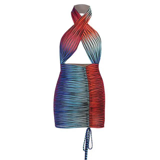 European And American Cross border Summer Sexy Backless Slim Short Skirt Color - Shop at LoveMi
