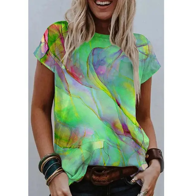 Plus Size Women's Printed Short Sleeves 1 Style - Shop at LoveMi
