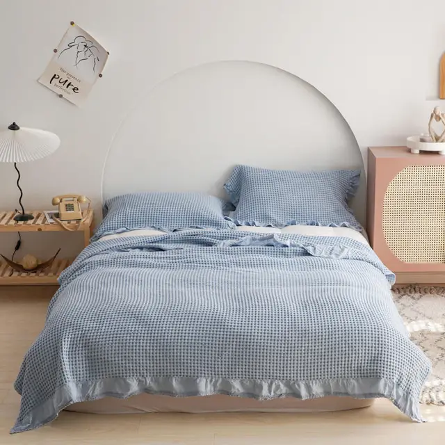 Nordic Nap Blanket Single Double Air Conditioning Blanket Blue - Shop at LoveMi