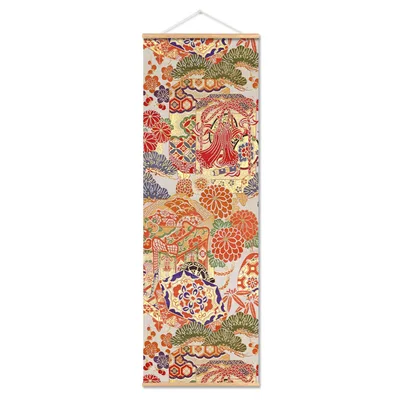 Multicolor Japanese Dyeing Printing Scroll Canvas Poster Vintage Lstyle - Shop at LoveMi