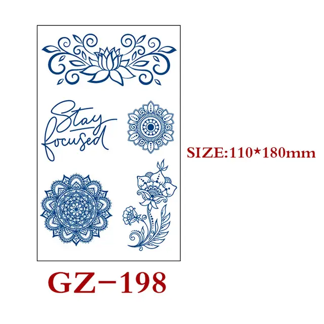 Semi permanent Herbal Tattoo Stickers Tattoo Stickers Waterproof And Sweat Proof 198Style - Shop at LoveMi