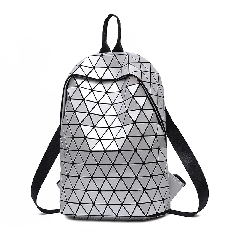 The New Rhomboid Women'S Bag Backpack Trendy Fashion Geometric Laser Bag Grey - Shop at LoveMi