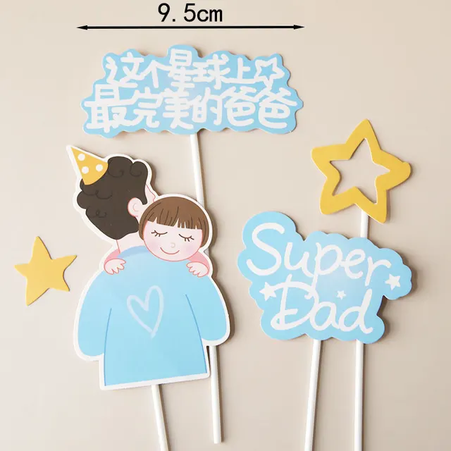 Father's Day Baking Cake Dress Up Dad's Holiday Cake Dress Up Decoration Card Set Super 4Piece Set - Shop at LoveMi