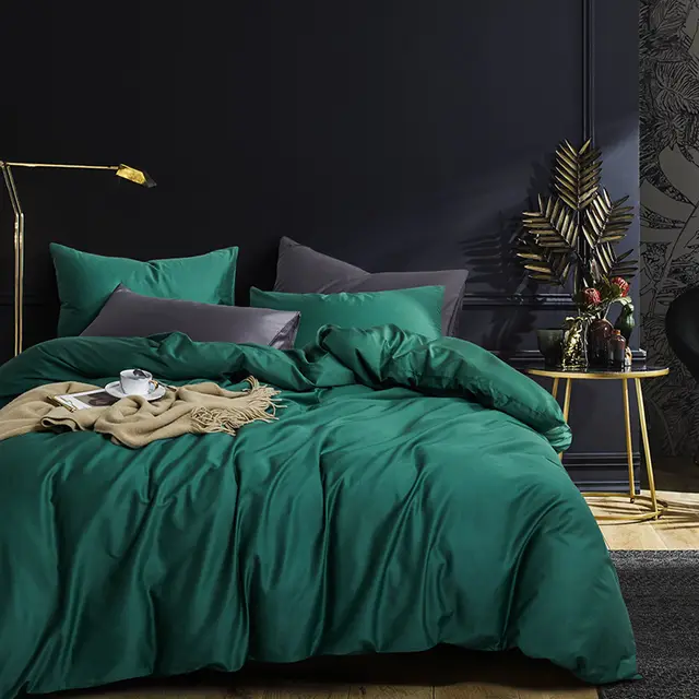 Luxury Egyptian Cotton Bed Cover Set Dark Green - Shop at LoveMi