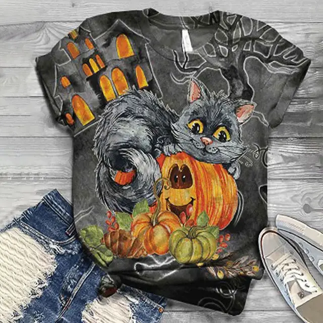 Women's Cartoon Animal Print Round Neck Top Squirrel - Shop at LoveMi
