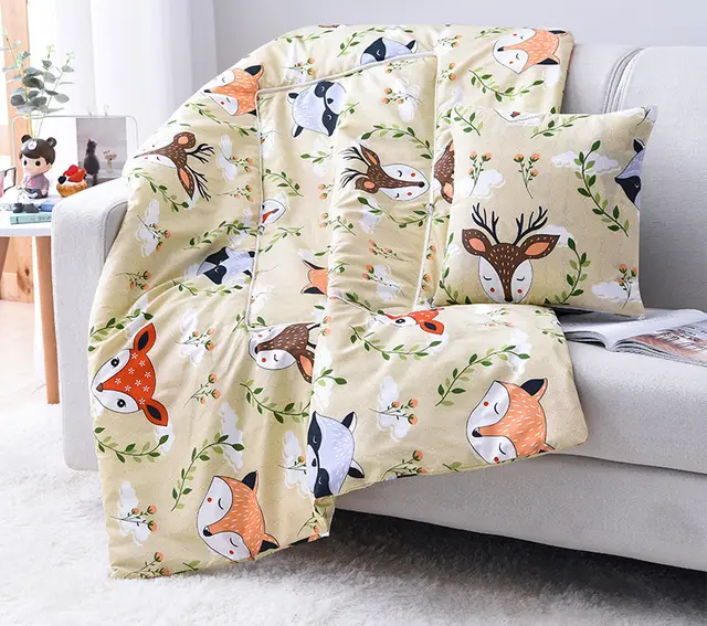 Cartoon Pillow Quilt Custom Logo Multifunctional Dual purpose Pillow Quilt Office Nap Pillow Quilt Flower Deer - Shop at LoveMi
