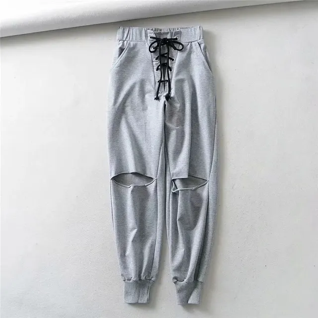Casual Fashion All match Ripped Harem Pants Grey - Shop at LoveMi