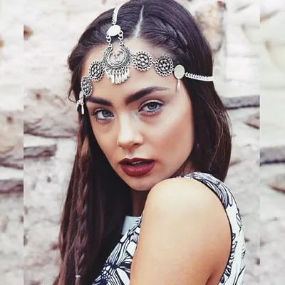 Clan Style Carved Water Drop Tassel Head Chain Headdress Silver - Shop at LoveMi