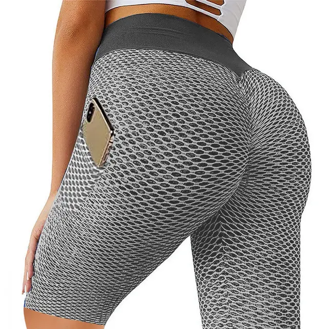 Hip Lifting Black High Waisted Slim Fitting Hip Lifting Elastic Leggings Grey - Shop at LoveMi