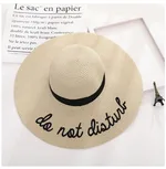 Female Summer Paper Braided Straw Hat Letters - Beige