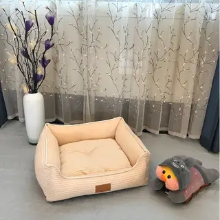 Removable And Washable Cat Litter Pet Litter Mat Summer Breathable Cotton And Linen Mat - Beige
